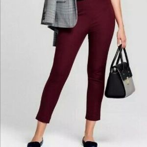 High-Rise PLUS size 16 Skinny Ankle Pants Burgundy Stretch